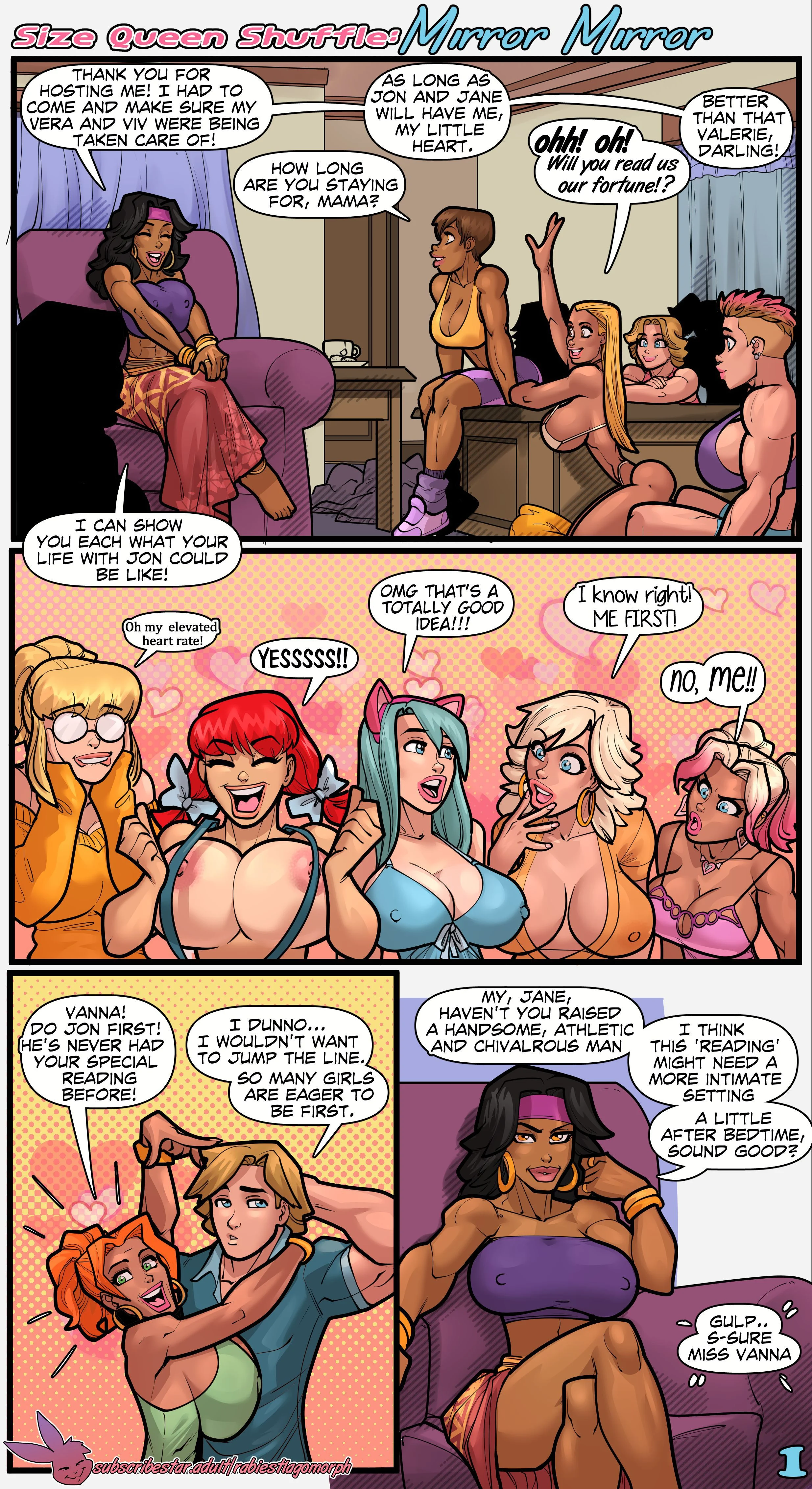 My Mom and Sister are Size Queen Sluts [Rabies T Lagomorph] Size Queen Shuffle - Mirror Mirror - Page 1